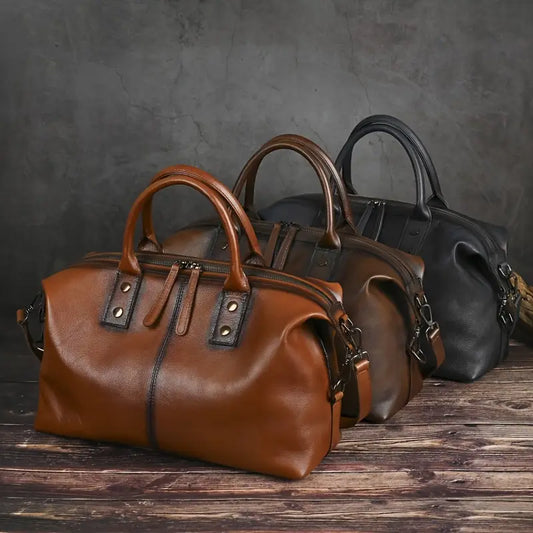 Vintage Brown Leather Handbag for Women